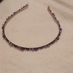 Beaded Headband with Purple and Pink Accents